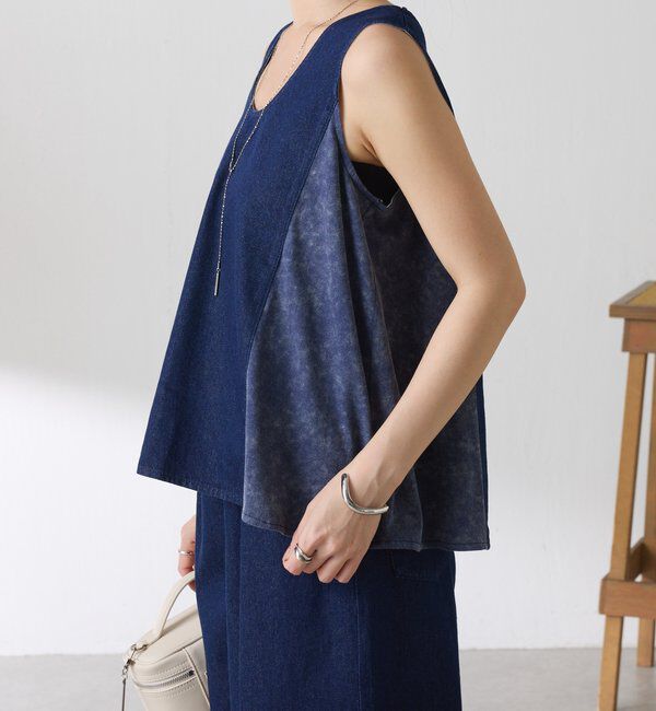  「Q.anosライトオンスデニムフレアタンクトップ」|Tシャツ・カットソー|