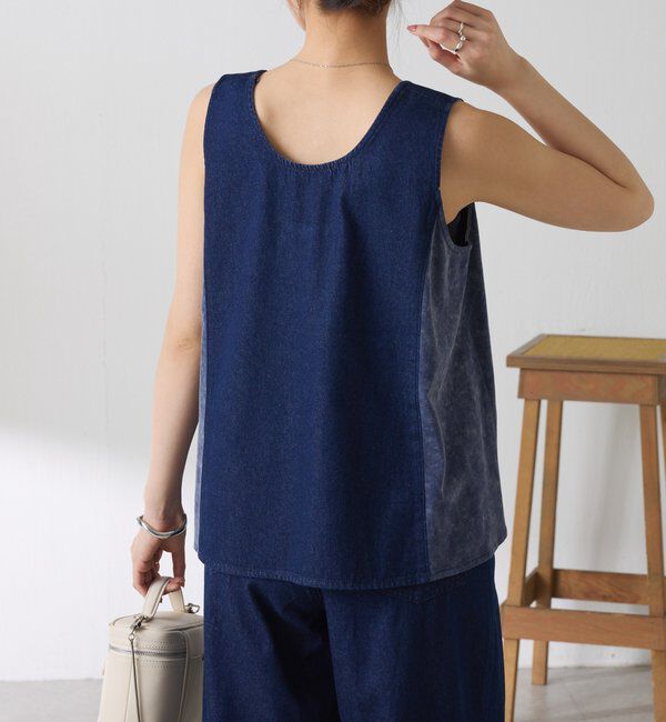  「Q.anosライトオンスデニムフレアタンクトップ」|Tシャツ・カットソー|
