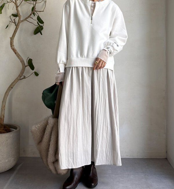  「【WEB限定】ハーフジップドッキングワンピース」|ワンピース|オフホワイト