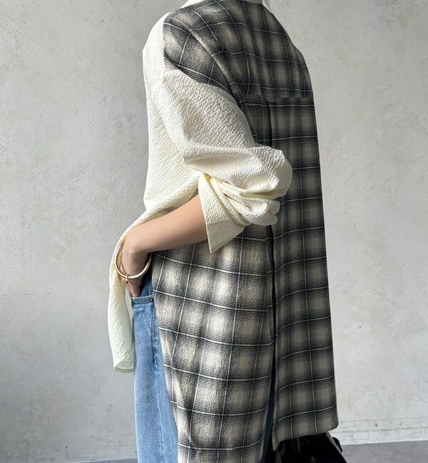  「【WEB限定】バックチェックサッカーシャツ」|シャツ・ブラウス|