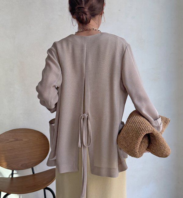  「メッシュノーカラーバックリボンジャケット」|テーラードジャケット|