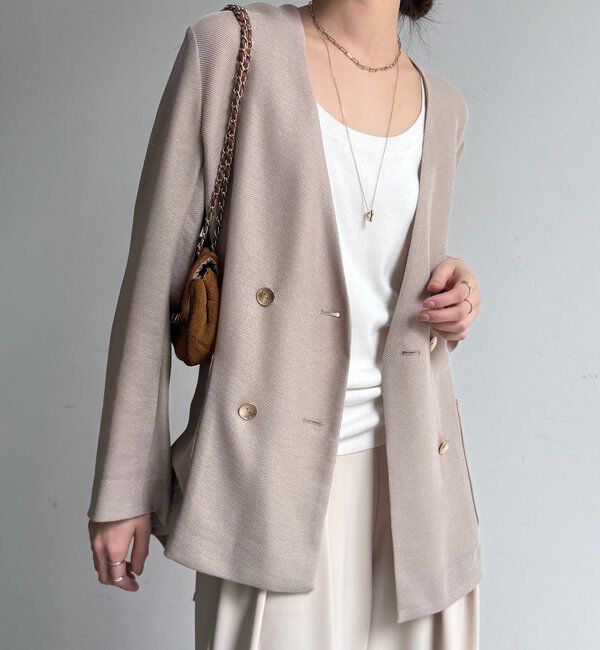  「メッシュノーカラーバックリボンジャケット」|テーラードジャケット|