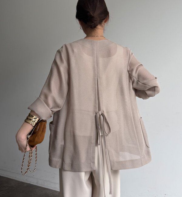  「メッシュノーカラーバックリボンジャケット」|テーラードジャケット|