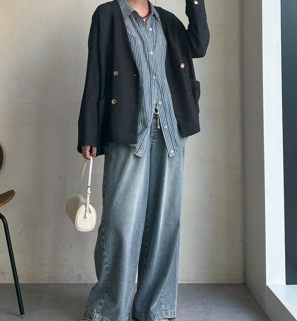  「メッシュノーカラーバックリボンジャケット」|テーラードジャケット|