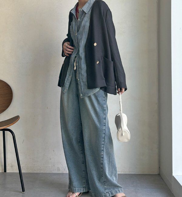  「メッシュノーカラーバックリボンジャケット」|テーラードジャケット|