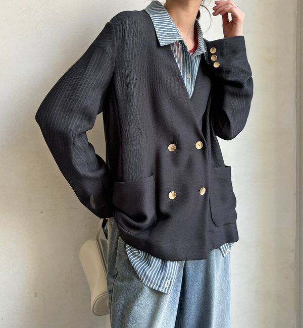  「メッシュノーカラーバックリボンジャケット」|テーラードジャケット|