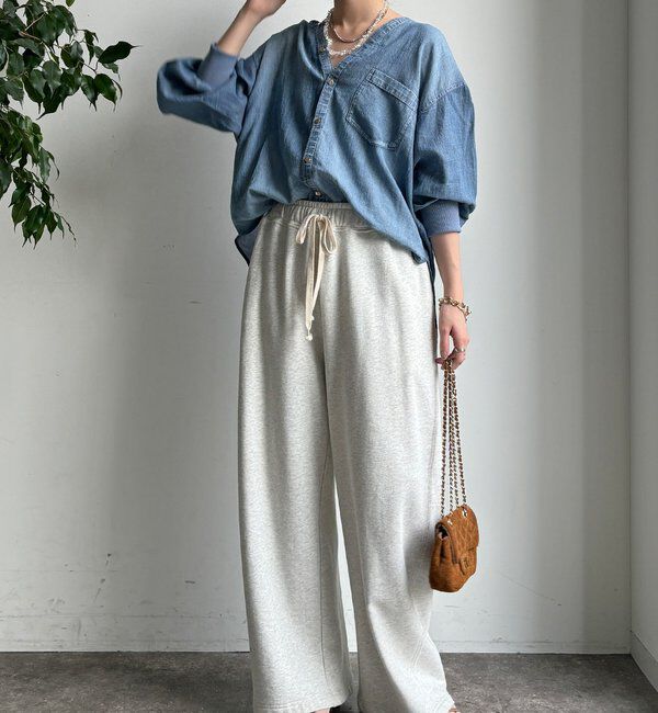  「シアーデニム袖リブVVシャツ」|シャツ・ブラウス|