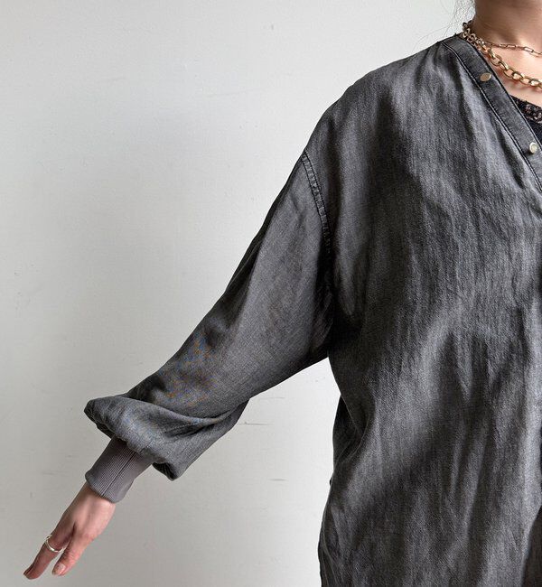  「シアーデニム袖リブVVシャツ」|シャツ・ブラウス|