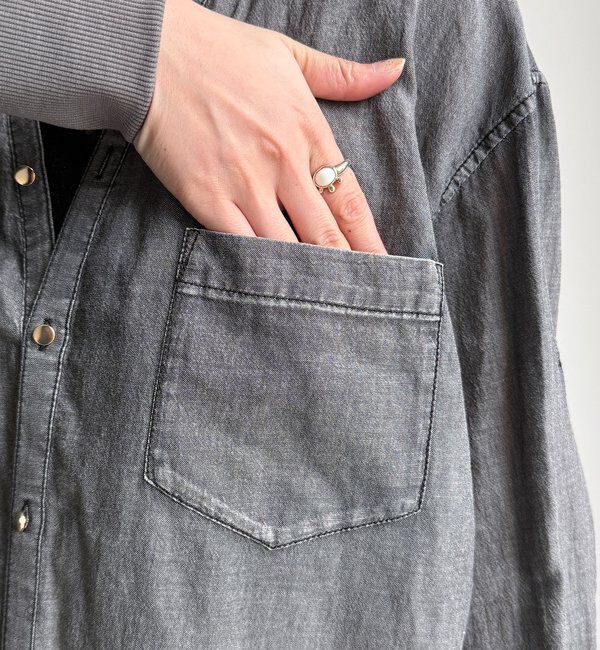  「シアーデニム袖リブVVシャツ」|シャツ・ブラウス|