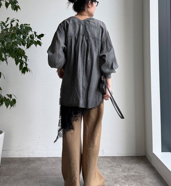  「シアーデニム袖リブVVシャツ」|シャツ・ブラウス|