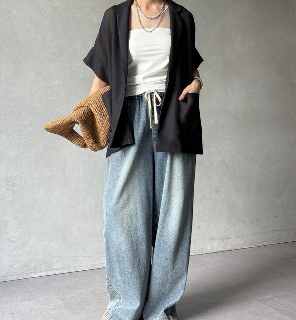  「【WEB限定】カップ付チュール切替タンク」|Tシャツ・カットソー|