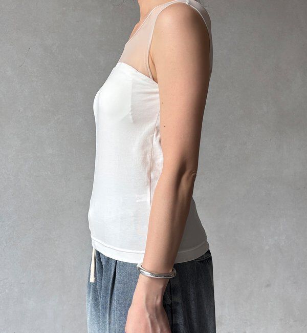  「【WEB限定】カップ付チュール切替タンク」|Tシャツ・カットソー|