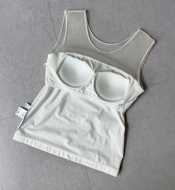  「【WEB限定】カップ付チュール切替タンク」|Tシャツ・カットソー|