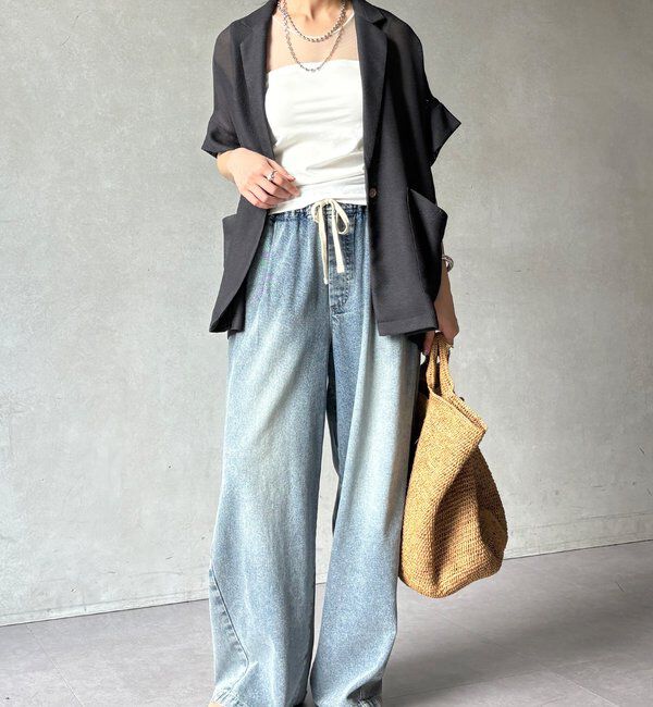  「【WEB限定】カップ付チュール切替タンク」|Tシャツ・カットソー|