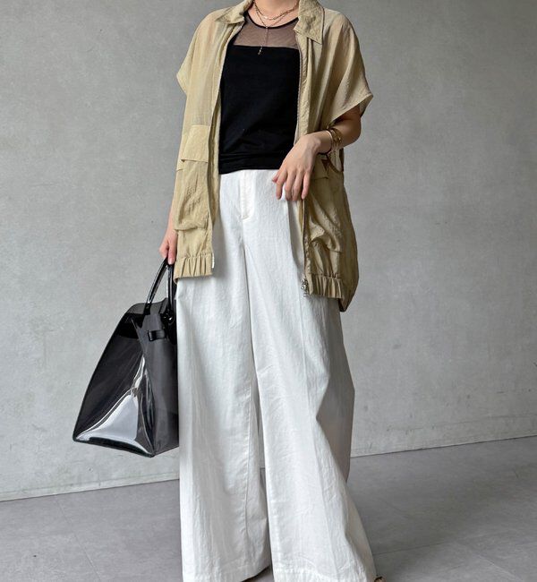  「【WEB限定】カップ付チュール切替タンク」|Tシャツ・カットソー|