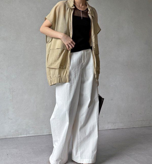  「【WEB限定】カップ付チュール切替タンク」|Tシャツ・カットソー|