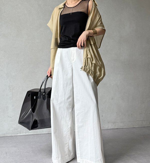  「【WEB限定】カップ付チュール切替タンク」|Tシャツ・カットソー|