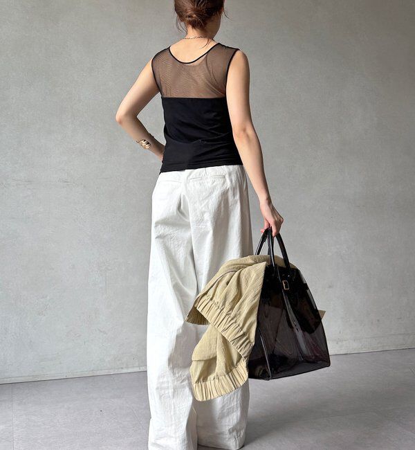  「【WEB限定】カップ付チュール切替タンク」|Tシャツ・カットソー|