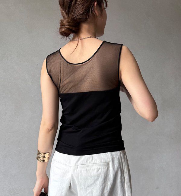 「【WEB限定】カップ付チュール切替タンク」|Tシャツ・カットソー|