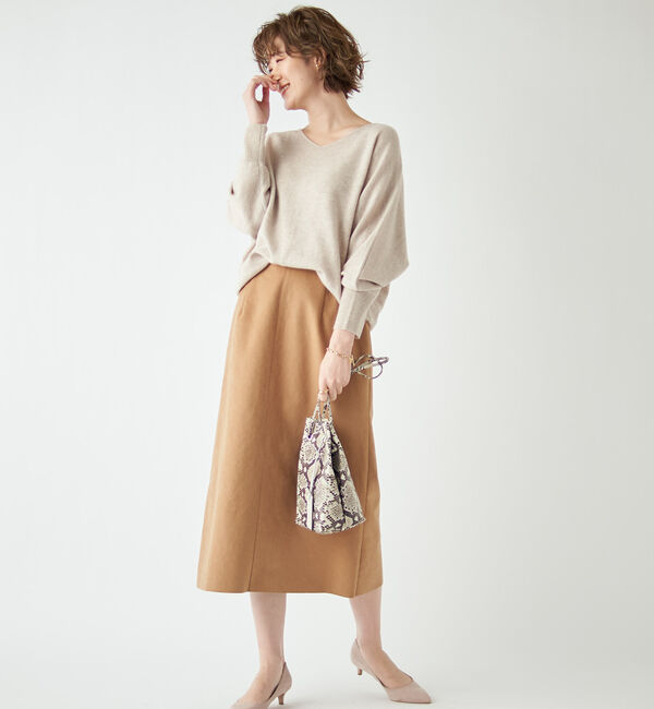  「【《定番人気アイテム》手洗い可】エコスウェードセミストレートスカート」|スカート|