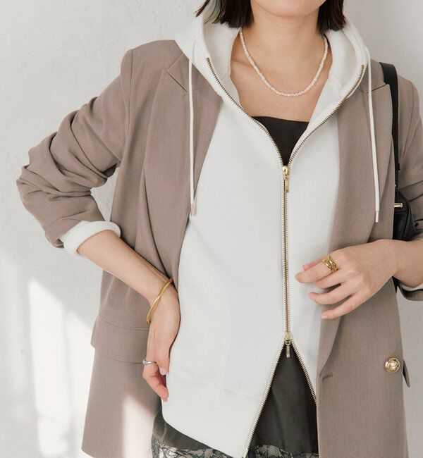  「【WEB限定/キレイめ上品】スポンジダンボールZIPパーカーカットソー」|パーカー|