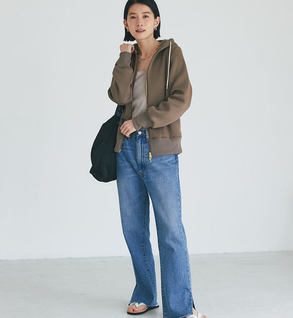  「【WEB限定/キレイめ上品】スポンジダンボールZIPパーカーカットソー」|パーカー|