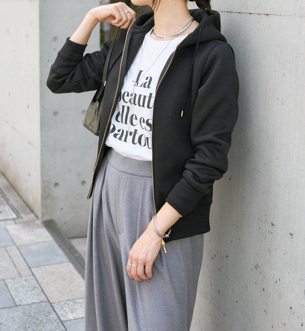  「【WEB限定/キレイめ上品】スポンジダンボールZIPパーカーカットソー」|パーカー|