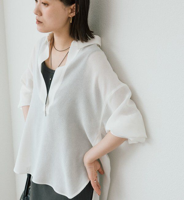 「予約【涼し気な抜け感】メッシュスキッパーシャツ」|シャツ・ブラウス|