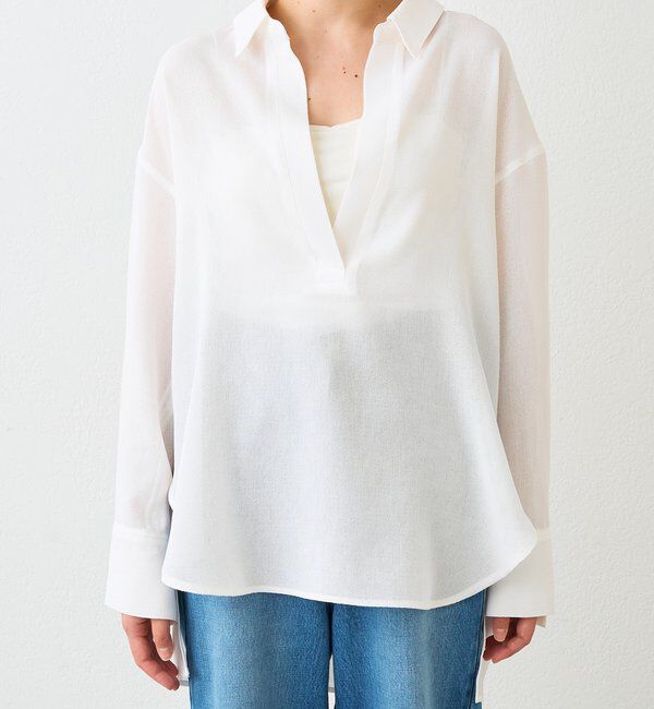  「予約【涼し気な抜け感】メッシュスキッパーシャツ」|シャツ・ブラウス|