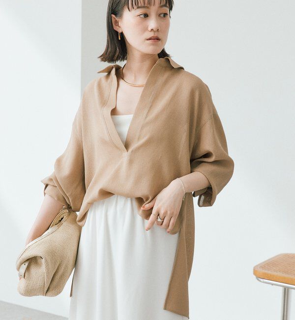  「予約【涼し気な抜け感】メッシュスキッパーシャツ」|シャツ・ブラウス|