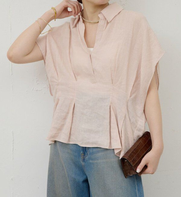  「【WEB限定】ハーフスリーブウエストシェイプシャツ」|シャツ・ブラウス|