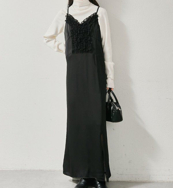  「フリルデザインキャミ ワンピース」|その他|ブラック