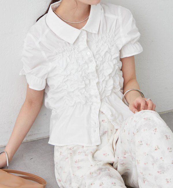  「シャーリングシェイプシャツ」|シャツ・ブラウス|オフホワイト