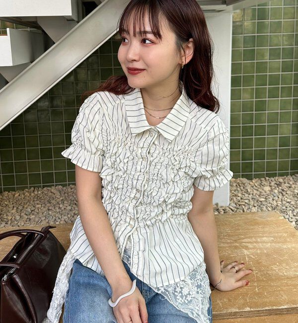  「シャーリングシェイプシャツ」|シャツ・ブラウス|アイボリー