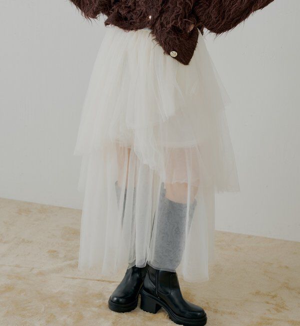  「ランダムチュールフレアスカート」|スカート|