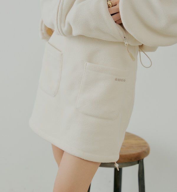  「【セットアップ対応】フリース台形ミニスカート」|スカート|アイボリー