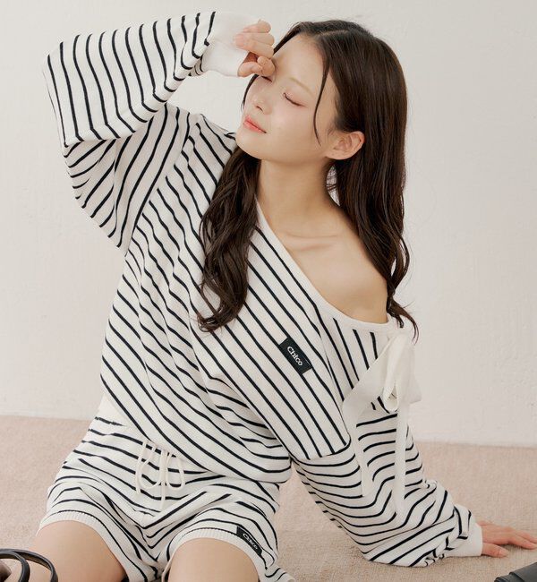  「【セットアップ対応】ワンショルボーダーニット」|ニット・セーター|