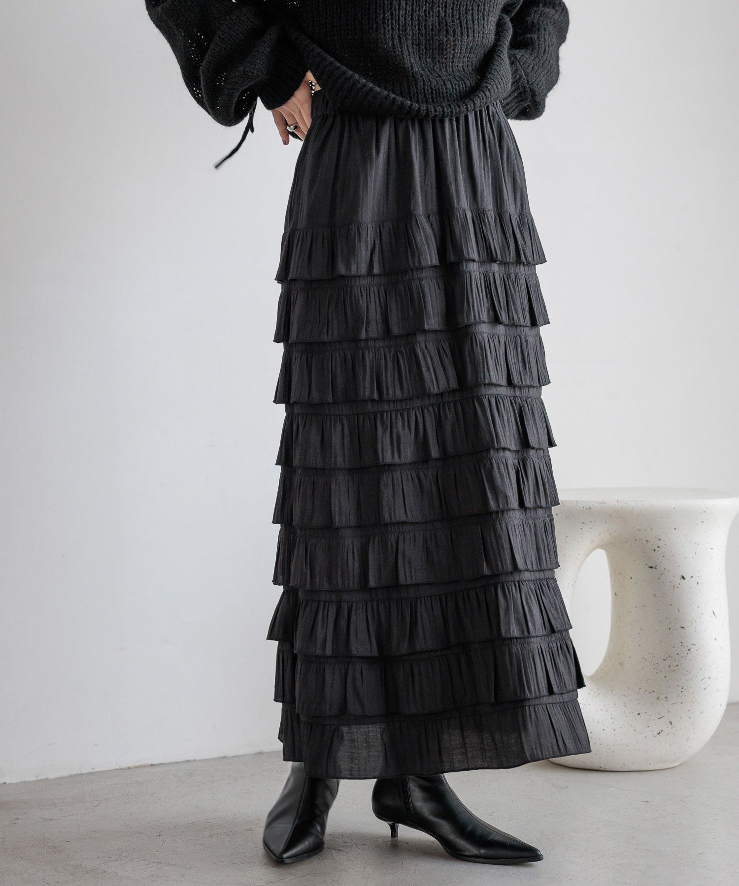 LOWRYS FARM「フリルスカート」|スカート|BLK