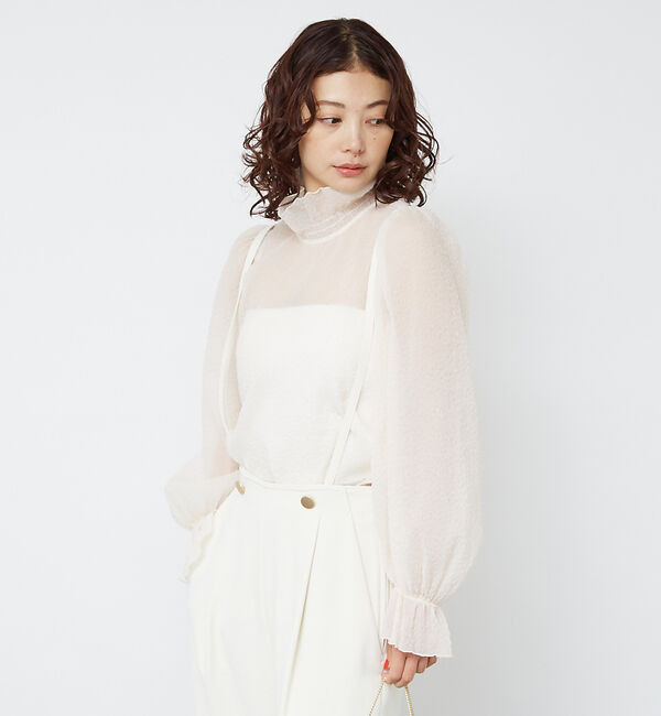 Rouge vif「ハイネックフリルシアーブラウス」|シャツ・ブラウス|