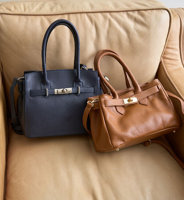 Rouge vif「【追加2】【AULENTTI/オウレンティ】レザーベルト付ミディトートバッグ」|ショルダー・メッセンジャー|