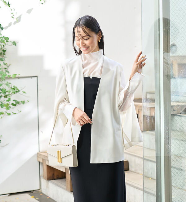 Rouge vif「ノーカラースリットスリーブジャケット」|ノーカラージャケット|