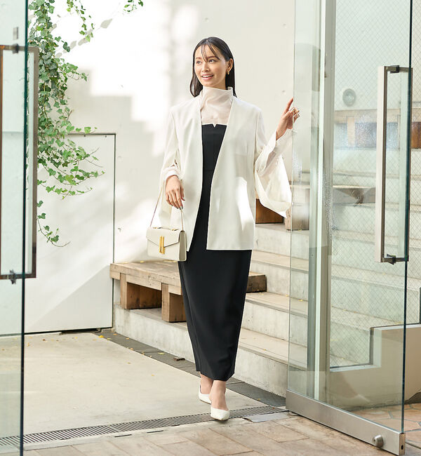 Rouge vif「ノーカラースリットスリーブジャケット」|ノーカラージャケット|