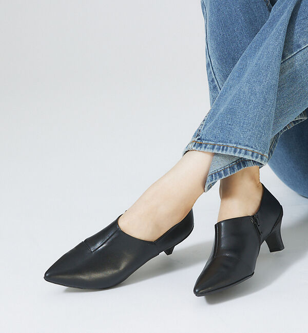 AU BANNISTER「ボロネーゼ甲深パンプス」|ショートブーツ|ブラック