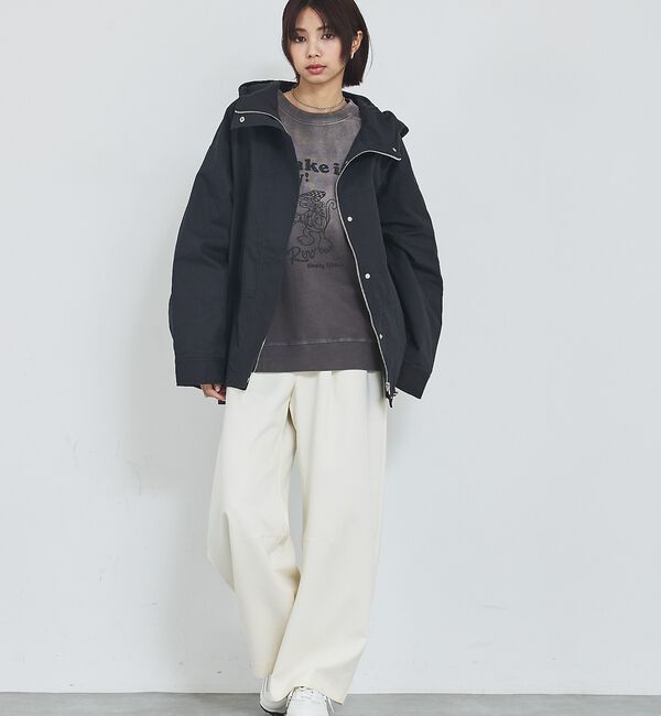 abahouse mavie「【ミドル丈】フーデッドブルゾン/春服/マウンテンパーカー/通勤/羽織り」|ブルゾン・スタジャン|