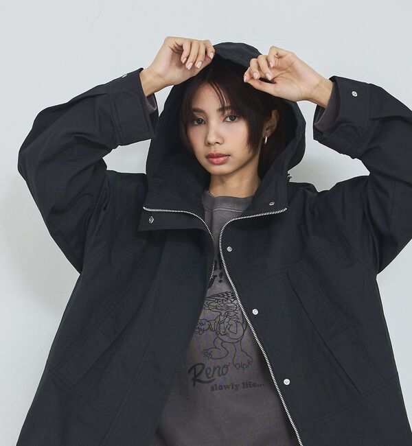 abahouse mavie「【ミドル丈】フーデッドブルゾン/春服/マウンテンパーカー/通勤/羽織り」|ブルゾン・スタジャン|