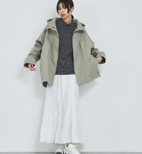 abahouse mavie「【ミドル丈】フーデッドブルゾン/春服/マウンテンパーカー/通勤/羽織り」|ブルゾン・スタジャン|
