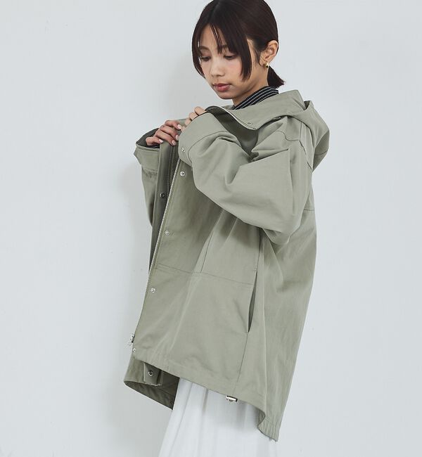abahouse mavie「【ミドル丈】フーデッドブルゾン/春服/マウンテンパーカー/通勤/羽織り」|ブルゾン・スタジャン|