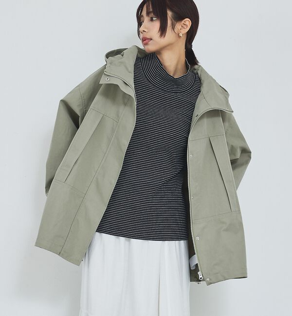 abahouse mavie「【ミドル丈】フーデッドブルゾン/春服/マウンテンパーカー/通勤/羽織り」|ブルゾン・スタジャン|