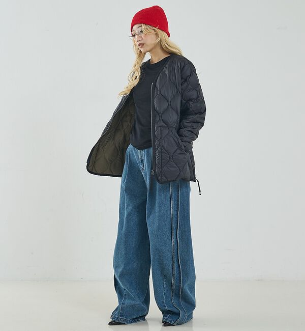 NOMINE「【TAION】ミリタリー Vネック Wジップ ダウンジャケット / ブルゾン」|ダウン|