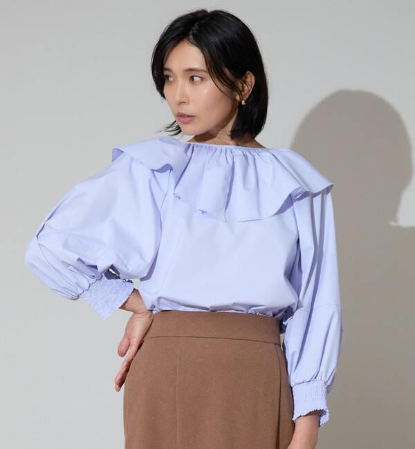 TIARA「マルチウェイフリルカラーブラウス」|シャツ・ブラウス|ライトブルー